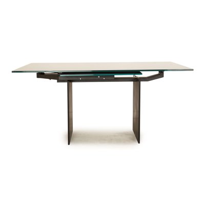 Atlas II Glass Dining Table with Black Extendable from Draenert-RQW-1813896