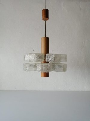 Atomic Design Austrian 12 Armed Glass & Wooden Body Chandelier from Temde, 1960s-RDS-1147813