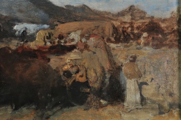 August Xaver Karl Von Pettenkofen, Market Near Szolnok, 1800s, Oil on Panel-QOR-2017325