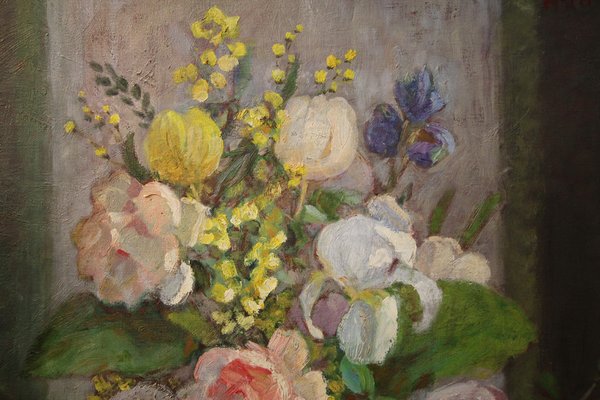 Augusta Thejll Clemmensen, Bouquet in a Vase, 1930, Oil on Canvas, Framed-ZZV-1818385