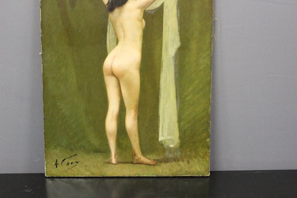 Auguste Chaix, Nude with Scarf, Late 19th Century, Oil on Canvas-BCR-1757220