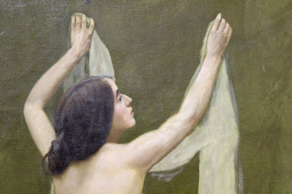 Auguste Chaix, Nude with Scarf, Late 19th Century, Oil on Canvas-BCR-1757220