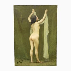 Auguste Chaix, Nude with Scarf, Late 19th Century, Oil on Canvas-BCR-1757220