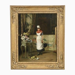 Auguste Serrure, Soubrette, 19th Century, Oil Painting, Framed-NQ-1135408