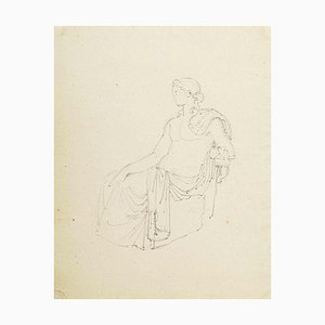 Augustin-Alexandre Dumont, Roman Lady, Pencil Drawing, 19th Century-ZCI-2029573