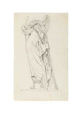 Augustin-Alexandre Dumont, Veiled Woman, Original Pencil Drawing, Late 19th Century-ZCI-2024802