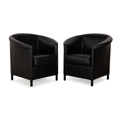 Aura Leather Armchair Set in Black from Wittmann, Set of 2-RQW-2036345