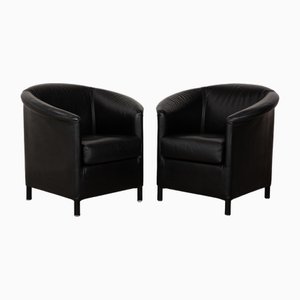 Aura Leather Armchair Set in Black from Wittmann, Set of 2-RQW-2036345