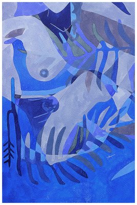 Aurélie Trabaud, Abstrait Nu No.10 - Blue, 2022, Watercolor & Gouache-ZHZ-1753896