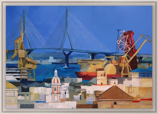 Aurélie Trabaud, Cadiz Harbour, 2020, Canvas Painting-ZHZ-1753398