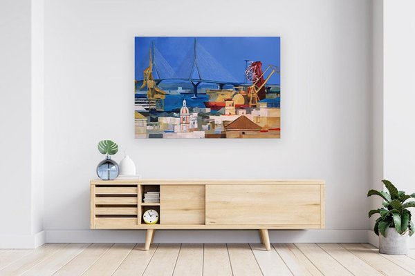 Aurélie Trabaud, Cadiz Harbour, 2020, Canvas Painting-ZHZ-1753398