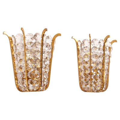 Austria Faceted Crystals & Brass Wall Sconces from Bakalowits, 1960, Set of 2-DEK-1175900