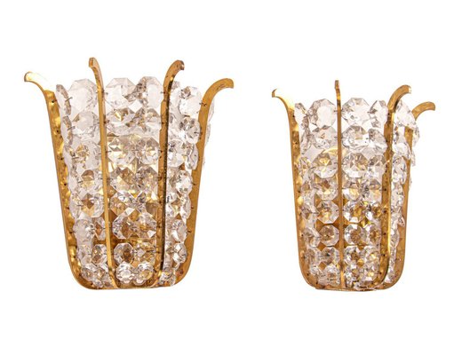 Austria Faceted Crystals & Brass Wall Sconces from Bakalowits, 1960, Set of 2-DEK-1175900