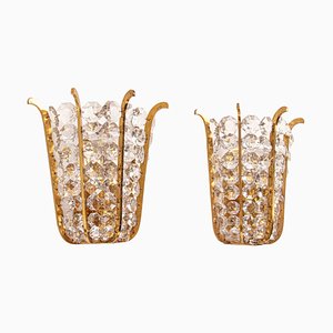 Austria Faceted Crystals & Brass Wall Sconces from Bakalowits, 1960, Set of 2-DEK-1175900