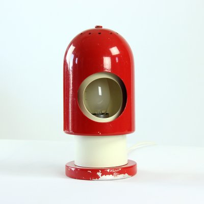 Austria Red & Cream Metal Rocket Table Lamp, 1970s-UL-882502