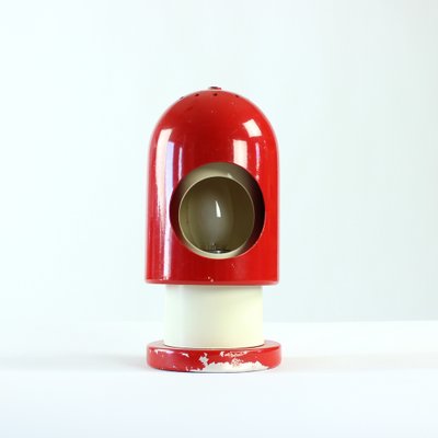 Austria Red & Cream Metal Rocket Table Lamp, 1970s-UL-882502