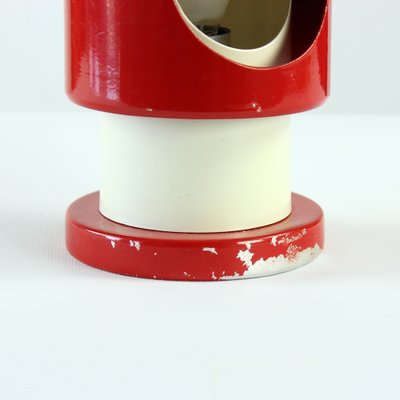 Austria Red & Cream Metal Rocket Table Lamp, 1970s-UL-882502