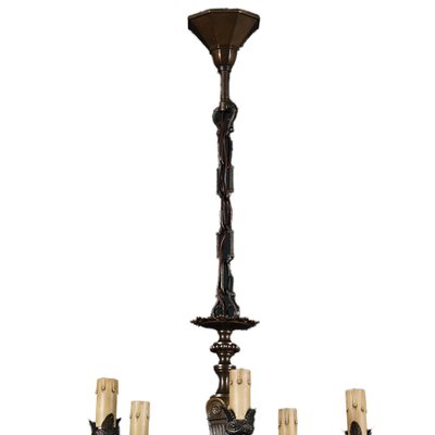 Austrian 14-Light Chandelier in Burnished Bronze with Swarovski Pendants, Late 1800s-NJV-974681