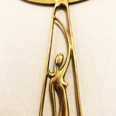 Austrian Art Deco Brass Hand Mirror from Werkstätte Hagenauer, Vienna-MH-965412