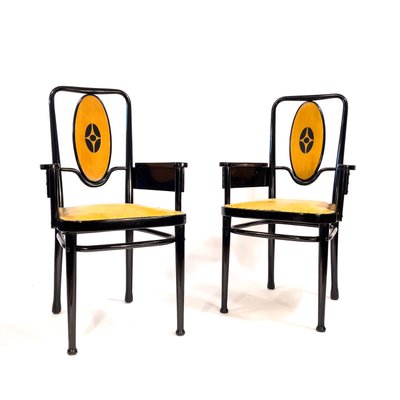 Austrian Art Nouveau Armchairs by Marcel Kammerer for Thonet, 1908, Set of 2-TG-938595