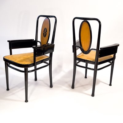 Austrian Art Nouveau Armchairs by Marcel Kammerer for Thonet, 1908, Set of 2-TG-938595