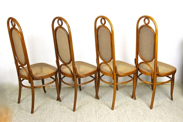 Austrian Art Nouveau Chairs with Table in Bentwood from Thonet, 1915, Set of 5-TQA-1385914