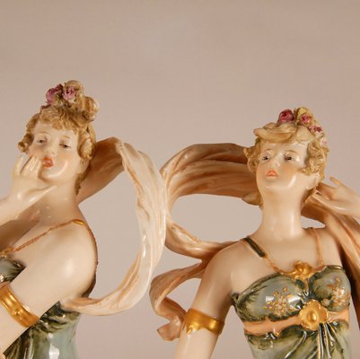 Austrian Art Nouveau Porcelain Figures, Set of 2-GOE-1034497