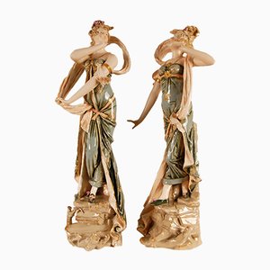 Austrian Art Nouveau Porcelain Figures, Set of 2-GOE-1034497