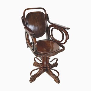 Austrian Art Nouveau Swivel Chair with Armrests in Wood, 1900s-GDD-1762633