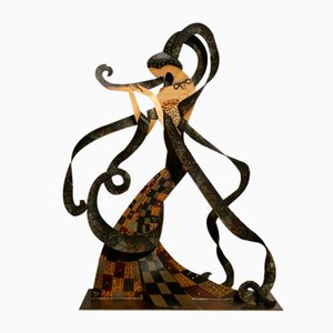 Austrian Artist, Art Deco Sculpture of Salome Dancing for Herod, Early 1900s, Iron and Enamel-ERB-1818704