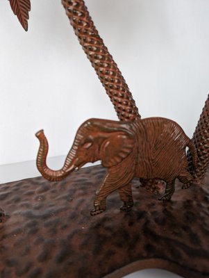 Austrian Artist, Giraffe, Palms and Elephants, 1920s, Metal-JJT-1529703