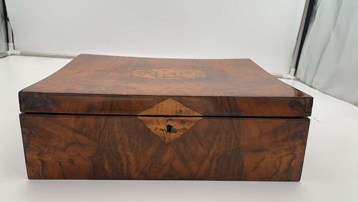 Austrian Biedermeier Jewelry Box in Walnut Veneer, 1820-NNB-1780838