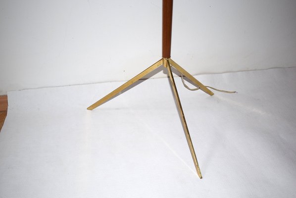 Austrian Brass and Teak Floor Lamp, 1950s-VA-547401