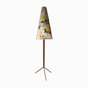 Austrian Brass and Teak Floor Lamp, 1950s-VA-547401