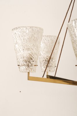 Austrian Brass Chandelier with Textured Glass by J. T. Kalmar, 1950s-AX-1704813