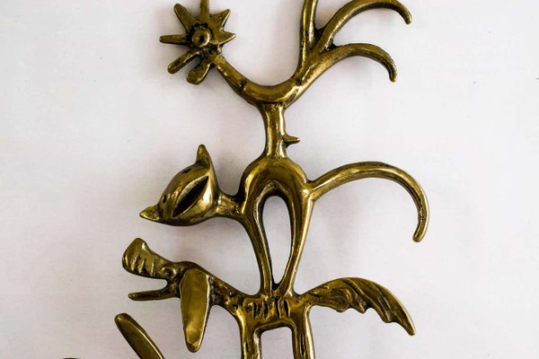 Austrian Brass Donkey, Dog, Cat and Cock, Key Hanger by Walter Bosse for Hertha Baller-SPD-1160955