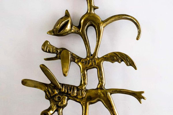 Austrian Brass Donkey, Dog, Cat and Cock, Key Hanger by Walter Bosse for Hertha Baller-SPD-1160955