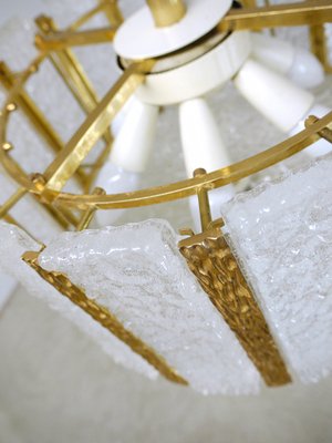 Austrian Brass & Frosted Glass Chandelier from Kalmar, 1960s-DEK-541698