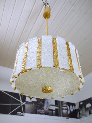 Austrian Brass & Frosted Glass Chandelier from Kalmar, 1960s-DEK-541698