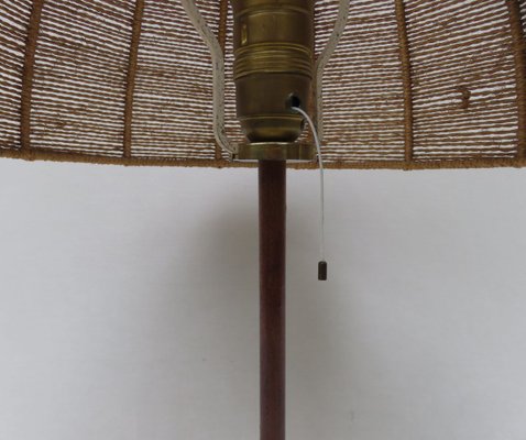 Austrian Brass, Wood & Cord Table Lamp with Crow's Foot, 1950s-EY-853274