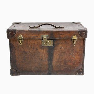 Austrian Brown Leather Suitcase, 1920s-NB-627268