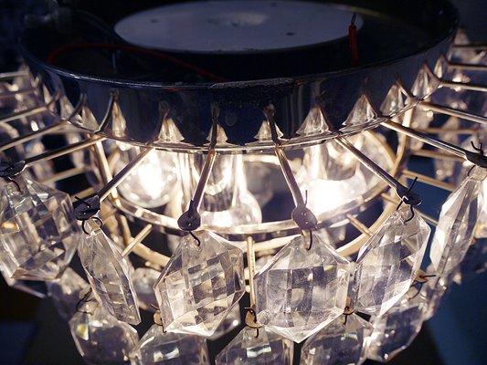 Austrian Crystal and Silver Plated Nickel Ceiling Lamp from Bakalowits & Söhne, 1950s-DEK-555038