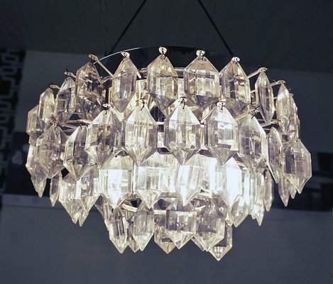 Austrian Crystal and Silver Plated Nickel Ceiling Lamp from Bakalowits & Söhne, 1950s-DEK-555038