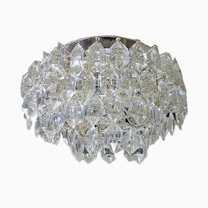 Austrian Crystal and Silver Plated Nickel Ceiling Lamp from Bakalowits & Söhne, 1950s-DEK-555038