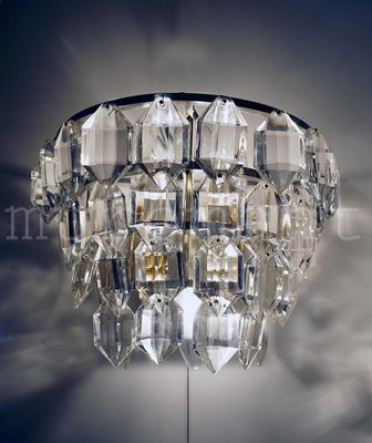 Austrian Facetted Crystal and Silver Plated Wall Sconces from Bakalowits, 1960, Set of 2-DEK-1114305