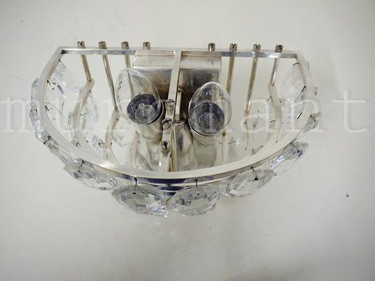 Austrian Facetted Crystal and Silver Plated Wall Sconces from Bakalowits, 1960, Set of 2-DEK-1114305