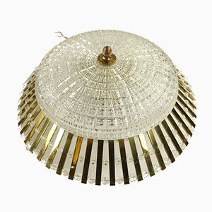 Austrian Glass, Brass, and Diamond Cut Acrylic Glass Ceiling Lamps, 1950s, Set of 2-FUP-658881