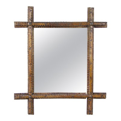 Austrian Hand-Carved Tramp Art Wall Mirror, 1870-TQA-1322023