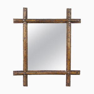 Austrian Hand-Carved Tramp Art Wall Mirror, 1870-TQA-1322023