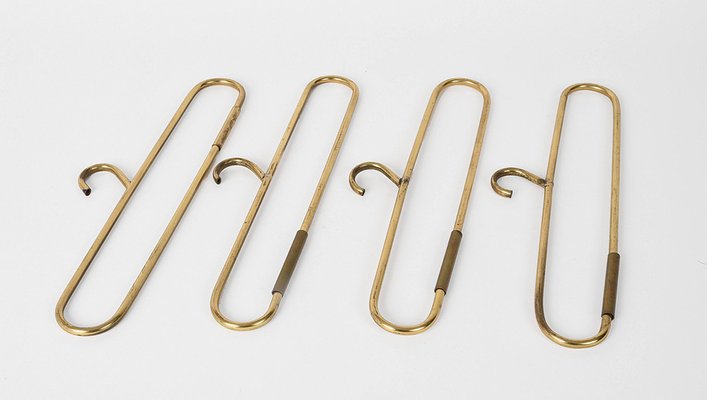 Austrian Hollywood Regency Solid Brass Coat Hangers, 1970s, Set of 4-JDR-1125498